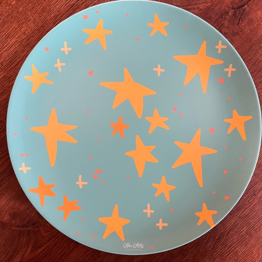 (2) Oh Joy! Star Pattern Plate - Blue and Gold - Coton Colors